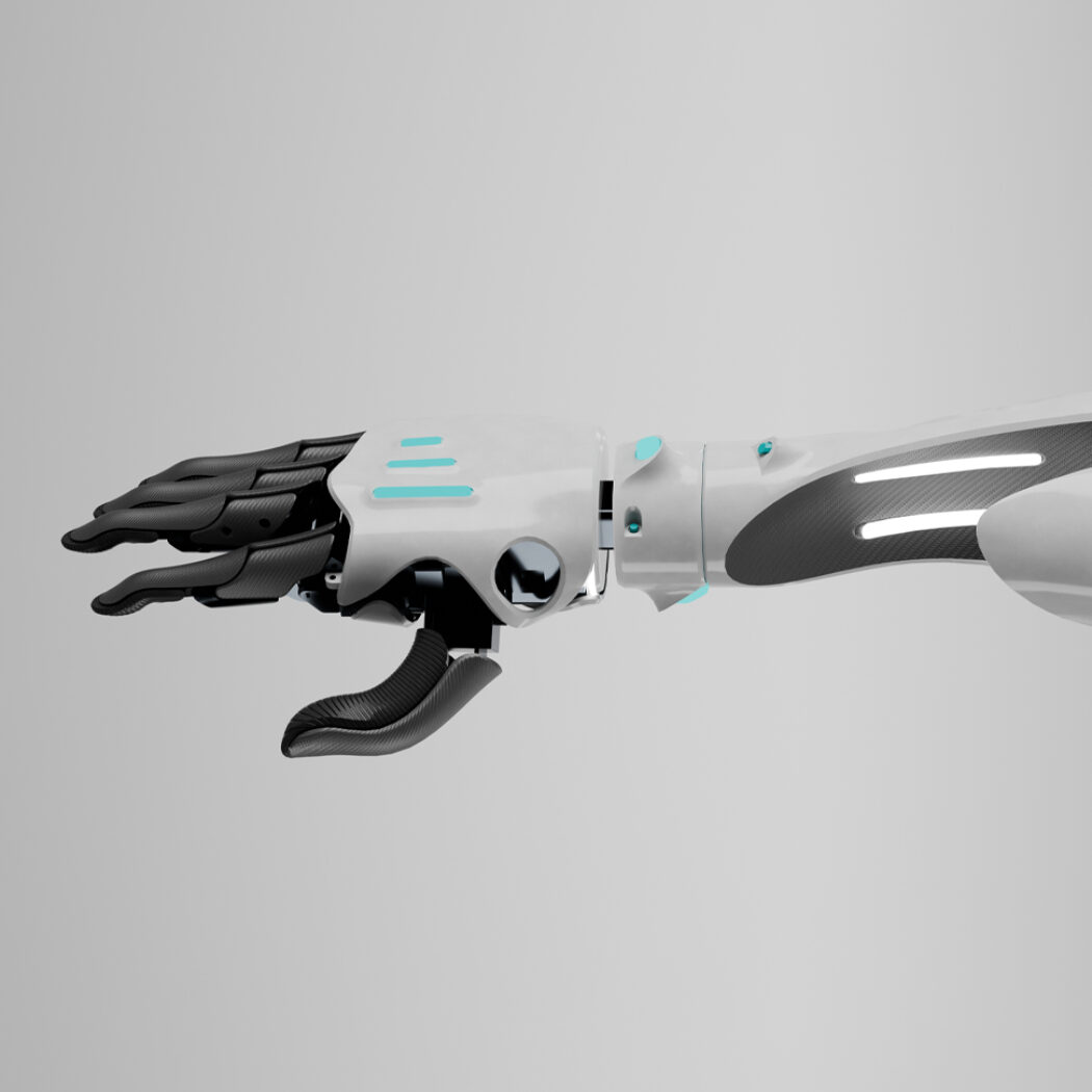 Prothèse de bras bionique par le bureau d'étude transversal Arche France.